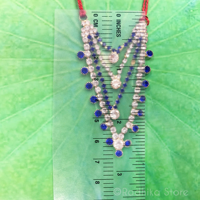 Krishna Dots - Orange and Diamond - Multi Strand - Rhinestone Deity Necklace