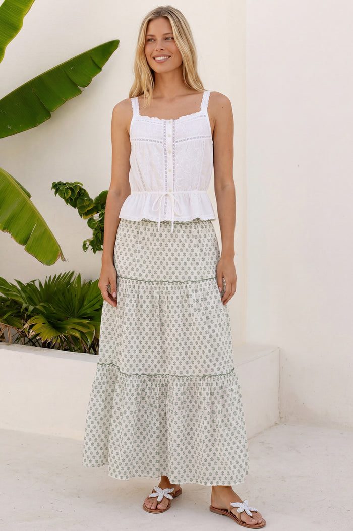 Lace Cotton Cami | White