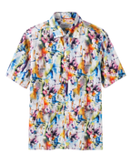 Lavane Mens Multi-Color Abstract Print Spread Collar Short Sleeve Button-Up Shirt