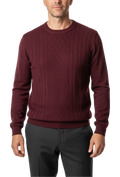Lavane N.Y. Burgundy Textured Diamond Knit Crewneck Pullover Sweater