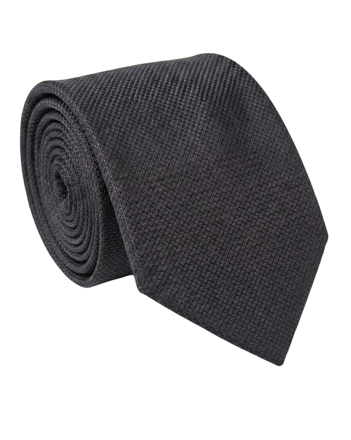 Letteriello Black Italian Silk Neck Tie with Micro Textured Weave