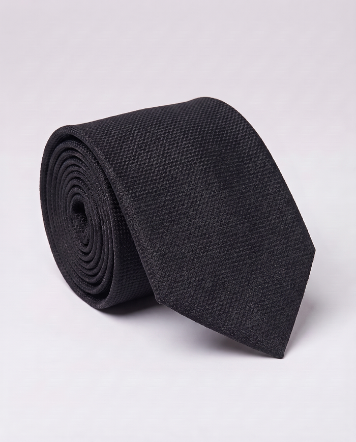 Letteriello Black Textured Weave Italian Silk Neck Tie