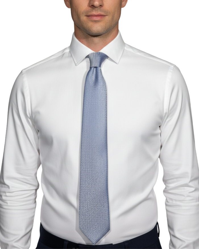 Letteriello Cadet Blue Woven Grenadine Silk Neck Tie