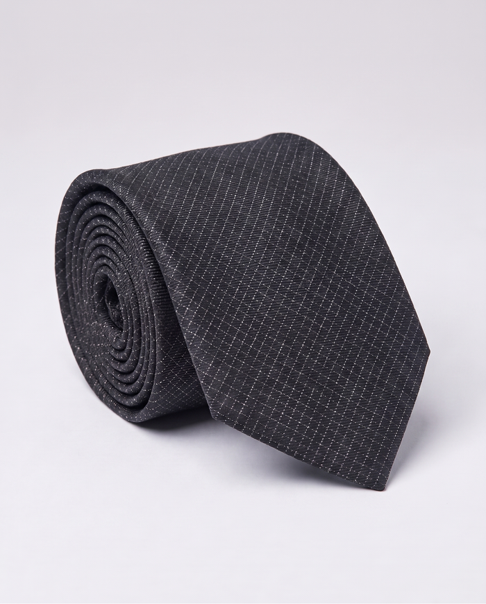Letteriello Charcoal Black & White intersecting lines Italian Silk Neck Tie