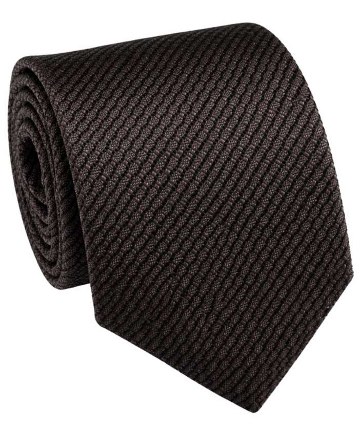 Letteriello Dark Brown Woven Grenadine Silk Neck Tie