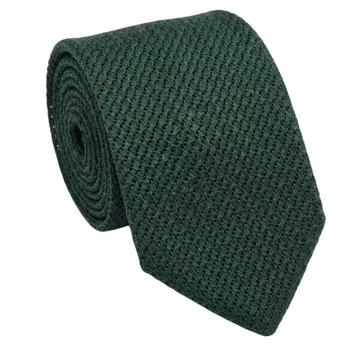 Letteriello Green Woven Grenadine Silk Neck Tie