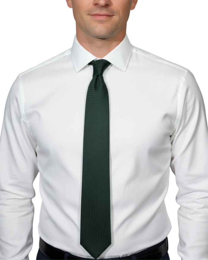 Letteriello Green Woven Grenadine Silk Neck Tie