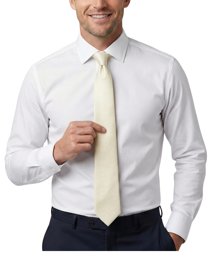 Letteriello Ivory Woven Grenadine Silk Neck Tie