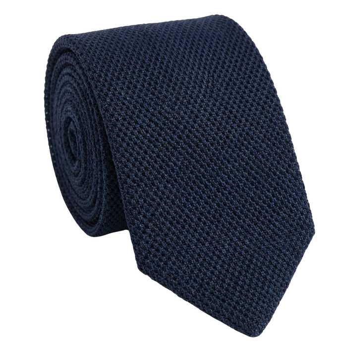 Letteriello Midnight Blue Woven Grenadine Silk Neck Tie