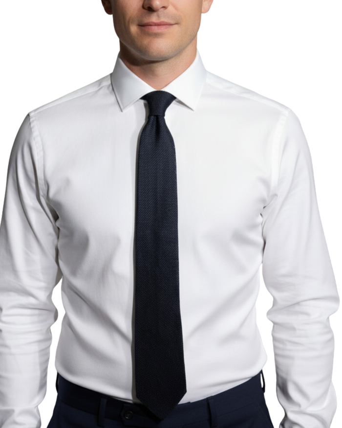 Letteriello Midnight Blue Woven Grenadine Silk Neck Tie