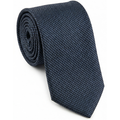 Letteriello Navy Blue Woven Grenadine Silk Neck Tie - The Suit Depot