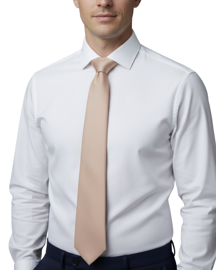 Letteriello Peach Woven Grenadine Silk Neck Tie
