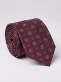 Letteriello Red Wine Floral Medallion Italian Silk Neck Tie