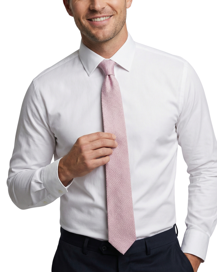 Letteriello Rose Pink Woven Grenadine Silk Neck Tie