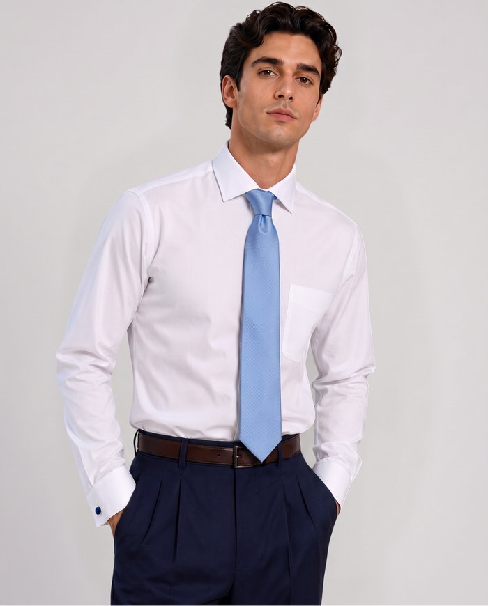 Letteriello Sky Blue Twill Italian Silk Neck Tie