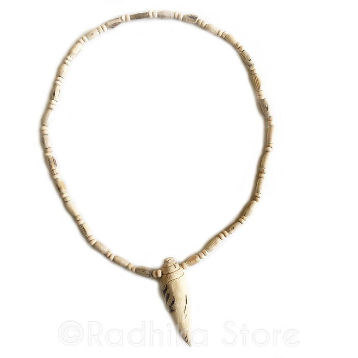 Long Conch Pendant- Tulsi Necklace
