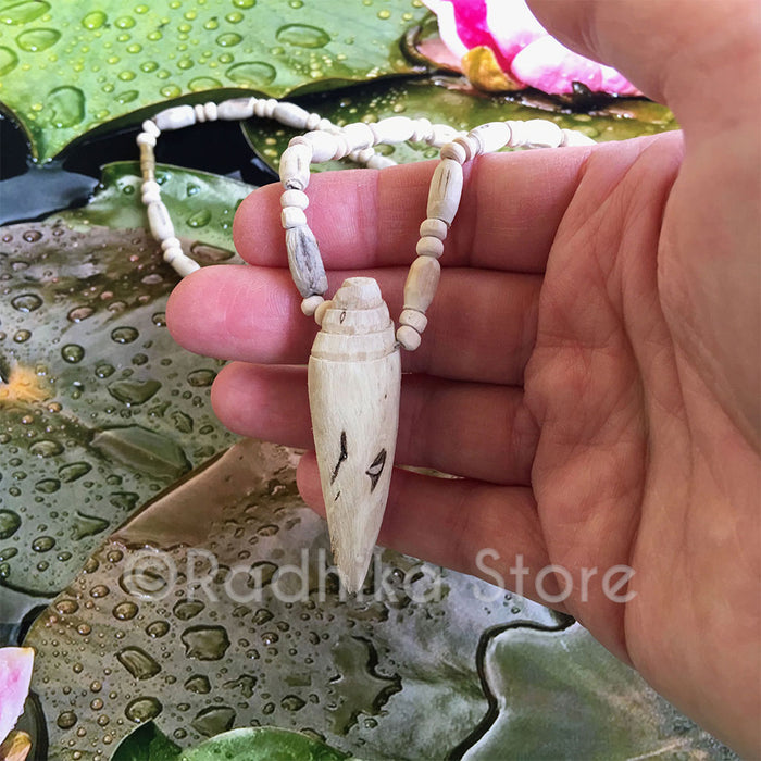 Long Conch Pendant- Tulsi Necklace