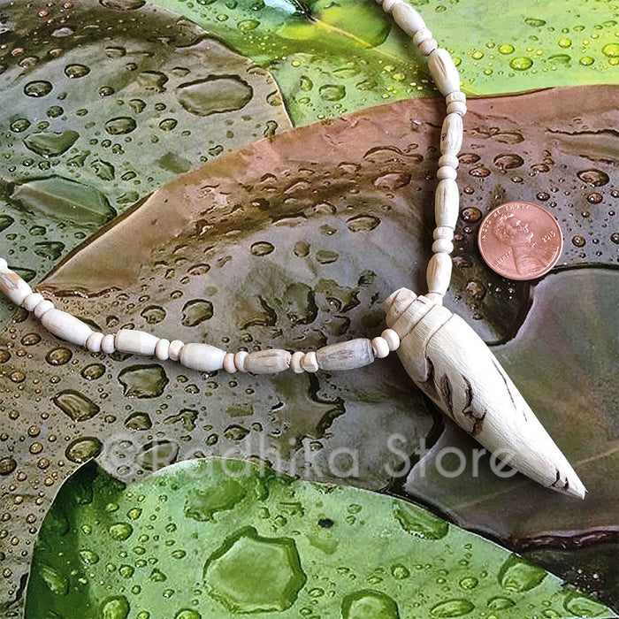 Long Conch Pendant- Tulsi Necklace