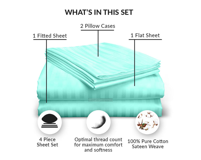 Aqua Blue Stripe Sheets set