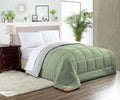 Light grey and moss reversible comforter