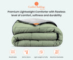 Light grey and moss reversible comforter