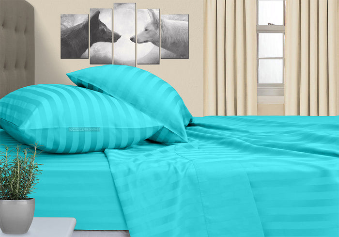 Turquoise Blue Stripe RV Sheets