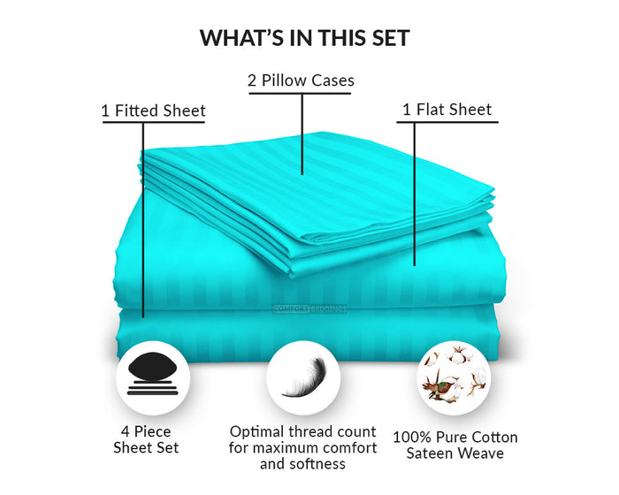 Turquoise Blue Stripe RV Sheets Set