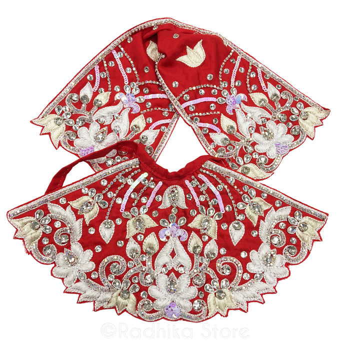 Madhana Mohana Mohini - Red and White - Radha Krishna Deity Outfit