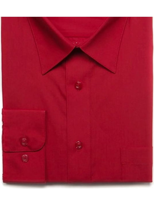 Marquis Mens Classic Fit Solid Red Cotton Blend Dress Shirt