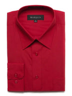 Marquis Mens Slim Fit Solid Red Cotton Blend Dress Shirt - The Suit Depot