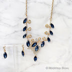 Marquise Flower - Rhinestone Deity Necklace - And Earring Set