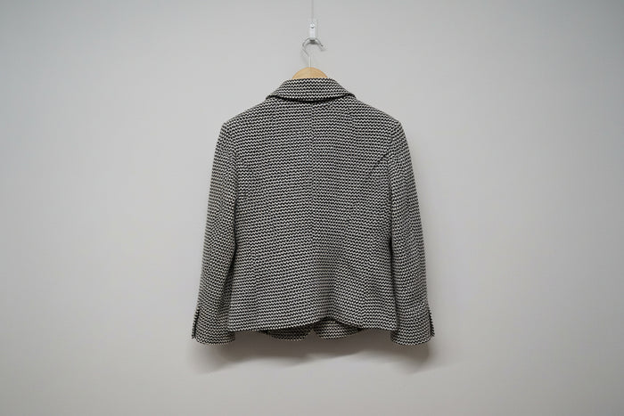 Max Mara Black White Blazer UK 8 EU 36 Jacket Buttoned Geo Zig-Zag