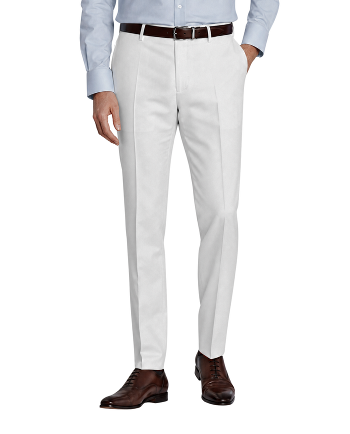 Mazara Mens Solid White Slim Fit Wool Dress Pants