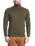 Arthur Black Default Category Migrated Arthur Black Men's Solid Olive Green Pullover Cotton Blend Turtleneck Sweater