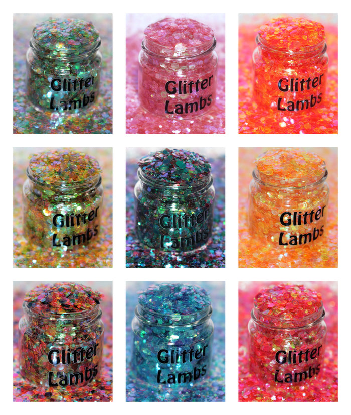 "Mermaid Kisses & Starfish Wishes" Glitter Collection of 9 by GlitterLambs.com