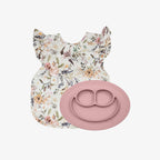 The Mini Mat in Blush Pink + Bapron in Delilah Floral Flutter / Unique Baby Shower Gift Idea #color_blush-delilah-floral-flutter