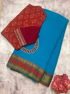 Mishrita Rudraksham Border Chiffon Saree - Blue