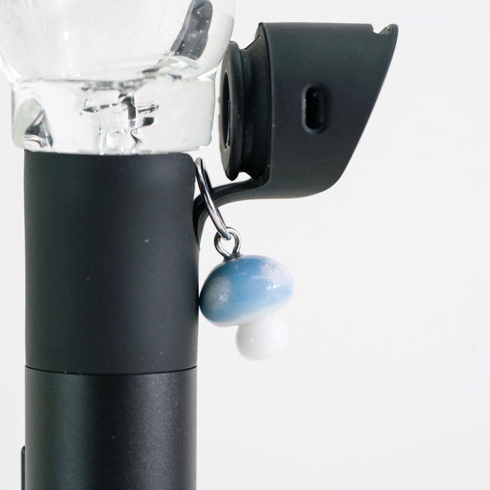 Blue mushroom glass Puffco charm with a whimsical nature-inspired design