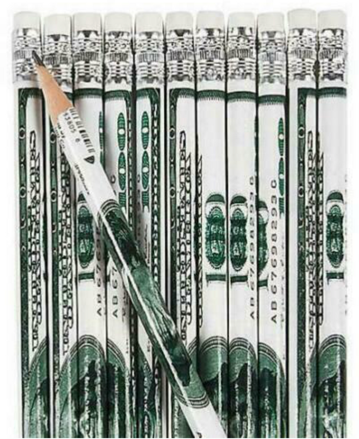 Money Pencils, Assorted Designs Dollar Bills (36 per unit) #3340, D-46