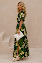 Nailah Floral Palm Dress Black