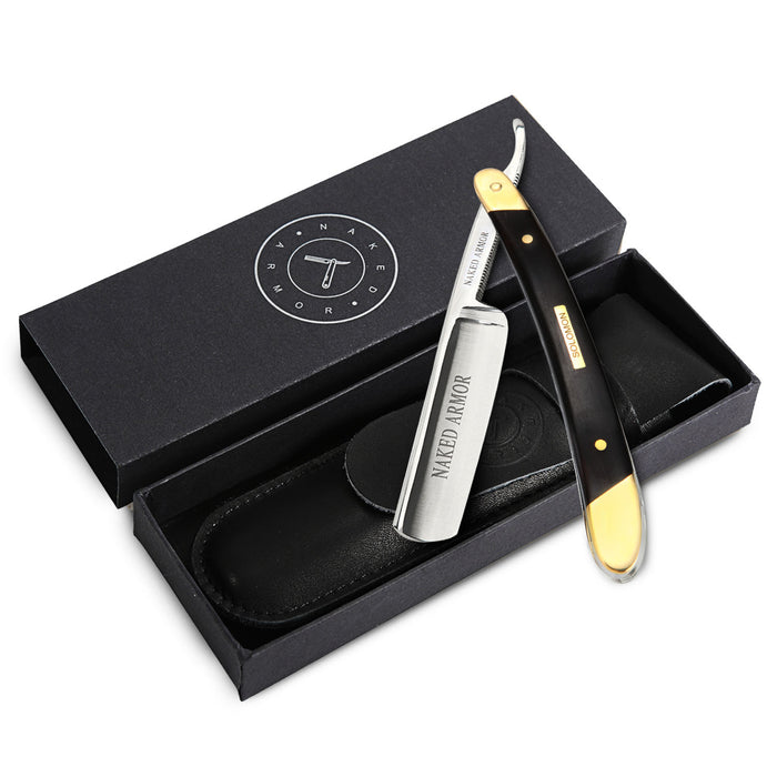 Naked Armor Solomon Straight Razor 7/8" Black Algum Wood Japanese Steel.