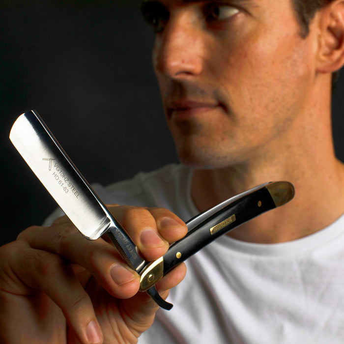 Naked Armor Solomon Straight Razor 7/8" Black Algum Wood Japanese Steel.