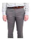Napoli PANTS Napoli Slim Fit Solid Gray Flat Front Wool Dress Pants