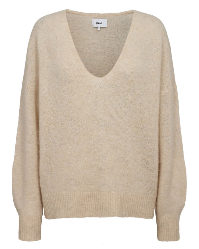 Numph Nurietta V Neck Pullover - Grey Morn