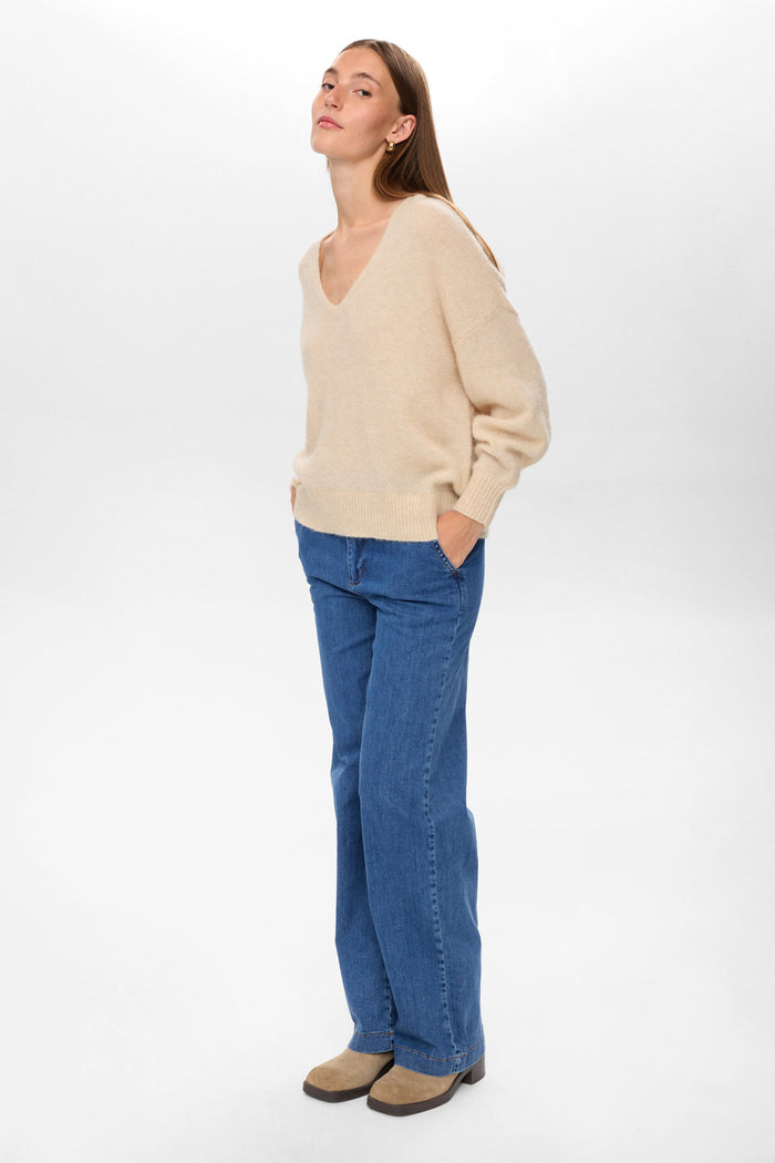 Numph Nurietta V Neck Pullover - Grey Morn