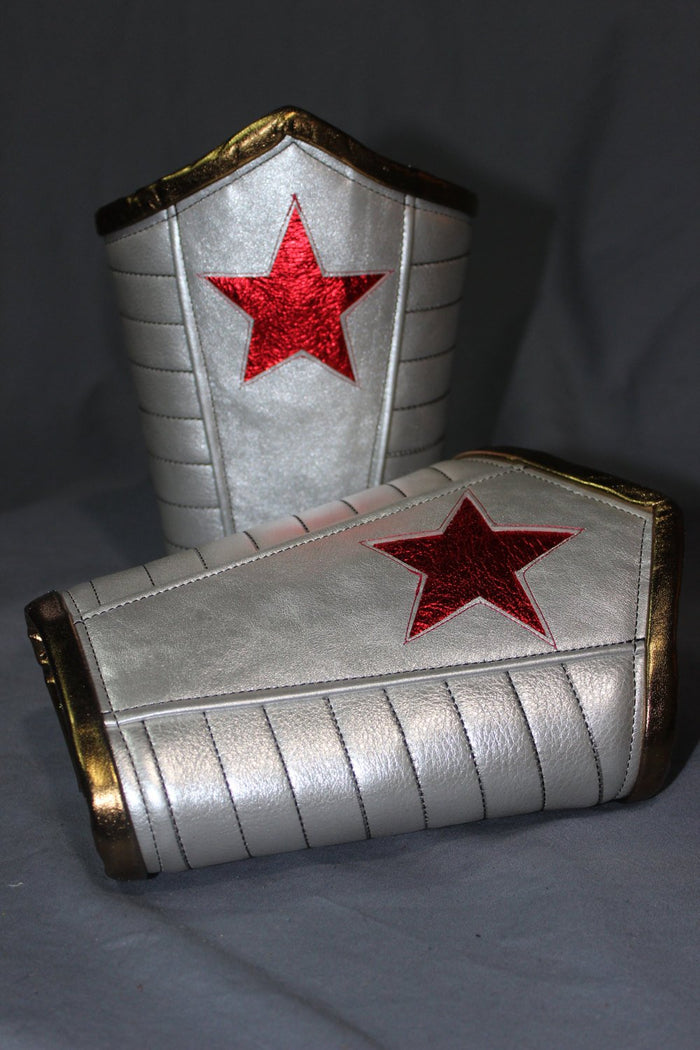 Oversize Wonder bracers in amazing PLATINUM leather - Sold as a PAIR!
