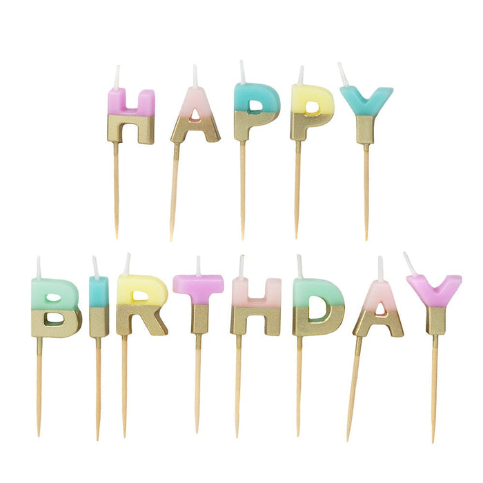 Talking Tables Pastel 'Happy Birthday' Letter Candles &Keep