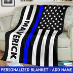 Personalized Thin Blue Line Blanket 1