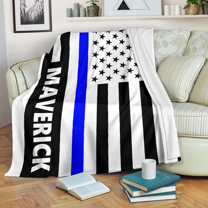 Personalized Thin Blue Line Blanket 2