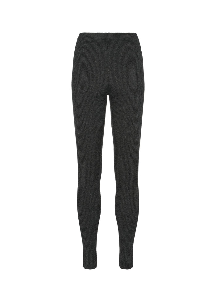 Sortegrå melange leggings med smal tætsiddende pasform og bred linning